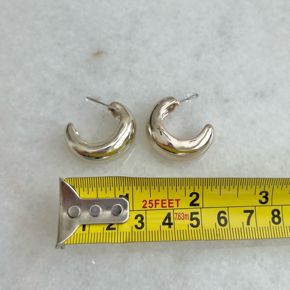 Gold Chunky Hoop Earrings - Modern Contemporary Gold Chunky Earrings - Picture 5 of 5